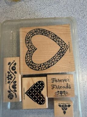 Stampin' Up! Heart & Floral Wood-Mounted Stamp Set - Black Accents